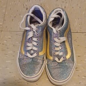 Kids Glitter Sneakers with Gold Accents